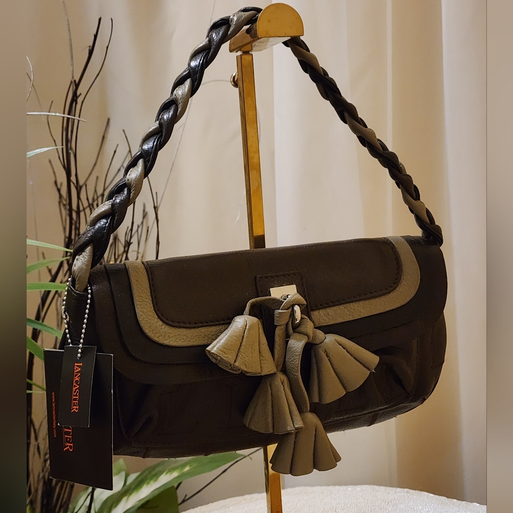 NWT.Lancaster Black and Gray Shoulder Bag
